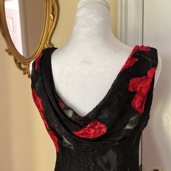 Robbie Bee Silk Blend Velvet Burn Out Y2k Floral Sleeveless Dress Vintage 8P - Picture 2 of 16